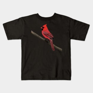 Northern Cardinal Bird Illustration Backyard Birds Kids T-Shirt